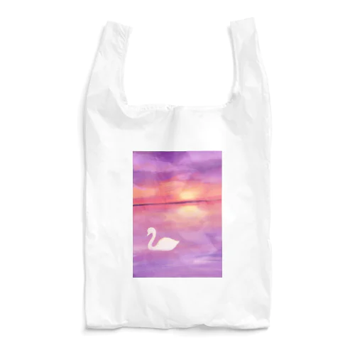 沈む夕日と白鳥🦢 Reusable Bag