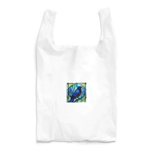 カラス 青 ステンドグラス Reusable Bag