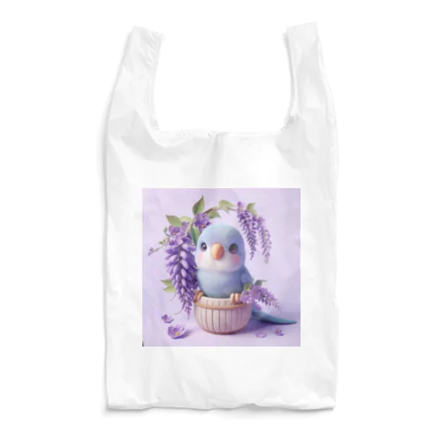 藤の花と可愛い小鳥😍 Reusable Bag