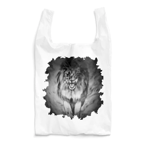 ライオン　アートアニマル　モノクロ Reusable Bag