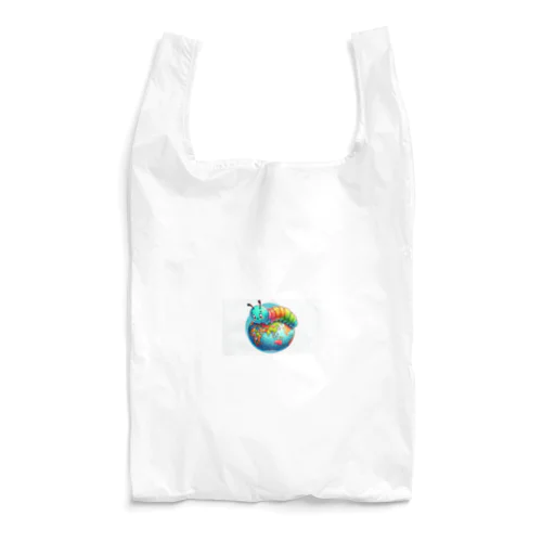 地球儀に乗ってる可愛い芋虫キャラクターです Reusable Bag