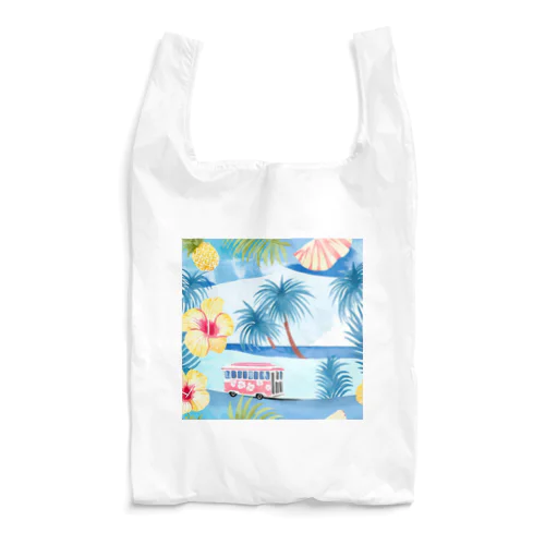 ハイビスカスとトロリー Reusable Bag