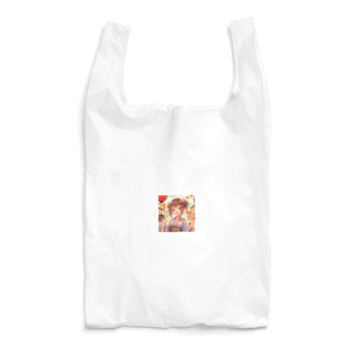 縁日で、浴衣でニッコリ Reusable Bag