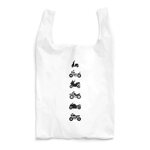 モーターサイクルず Blackタテ Reusable Bag