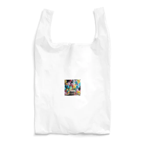 カラフル風船とバースデーケーキ Reusable Bag