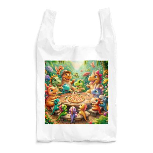 ピザを食べる恐竜の子供たち！ Reusable Bag