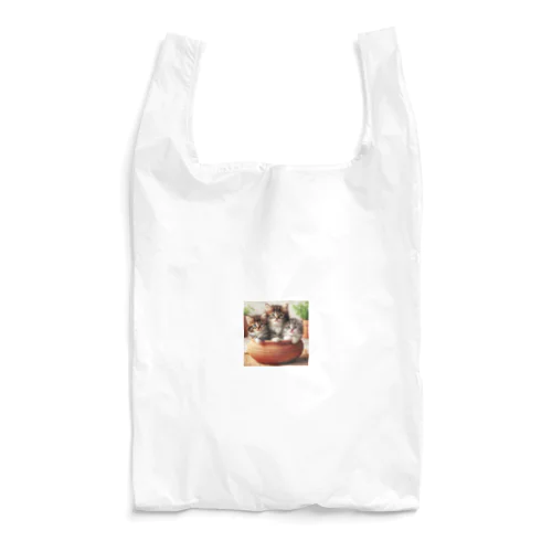 土鍋に可愛い親子猫が3匹④ Reusable Bag