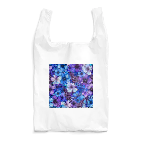 可愛い紫色と青色の花　イラスト Reusable Bag