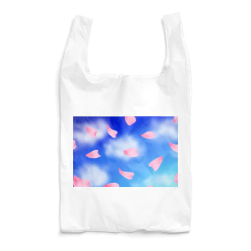 花びらの舞う青空、浮かぶ雲 Reusable Bag