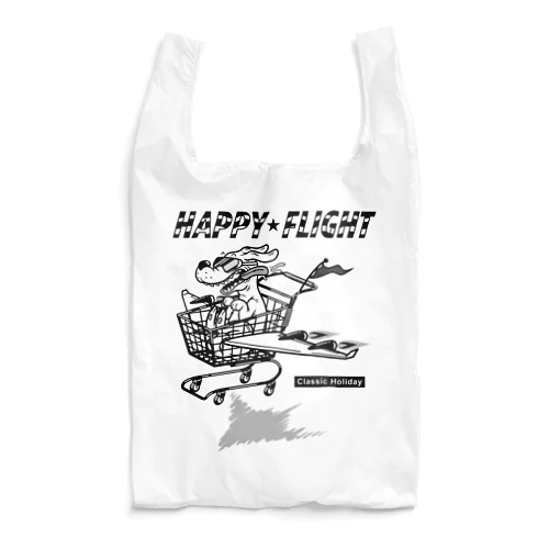 happy dog -happy flight- (black ink) Reusable Bag