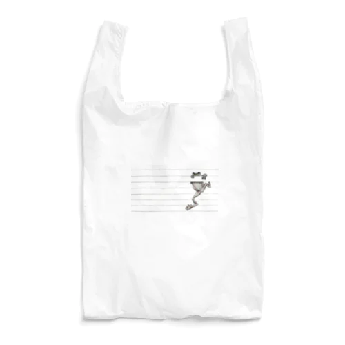 罫線で遊ぶカエル Reusable Bag