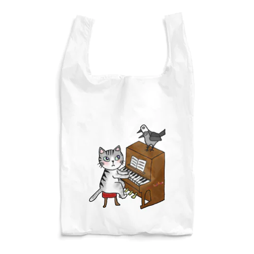 ネコピアノwithヨゲンノトリ Reusable Bag