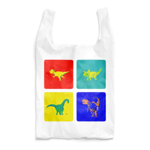Windowsっぽい色の恐竜デザイン Reusable Bag