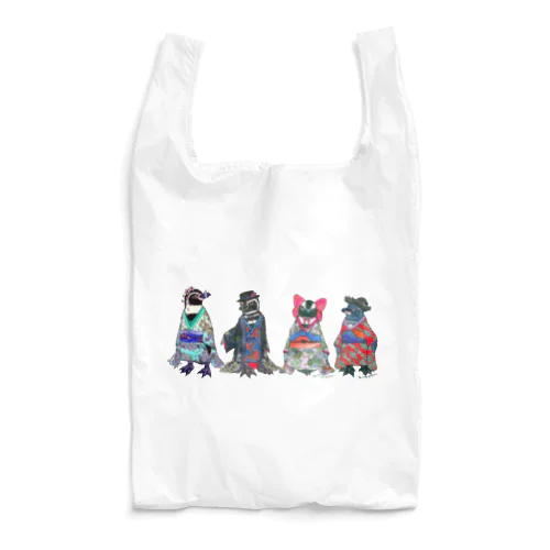 桜梅桃李-Spheniscus Kimono Penguins- Reusable Bag