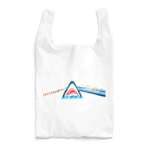 狂気と波ほとばしるサメ Reusable Bag