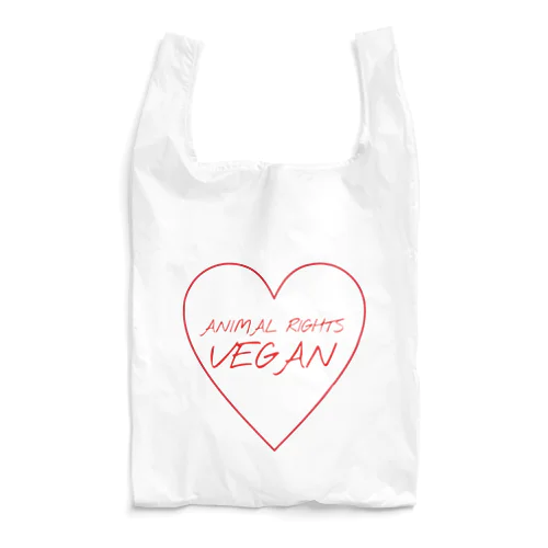 Animal Rights Vegan ハート(赤) Reusable Bag