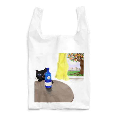 黒いねこと青い瓶 Reusable Bag