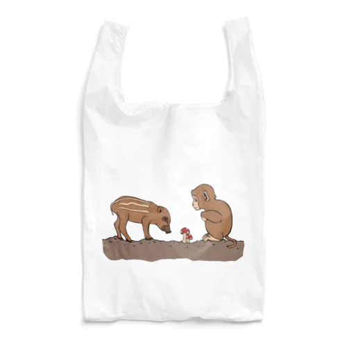 小猿と瓜坊ときのこ Reusable Bag