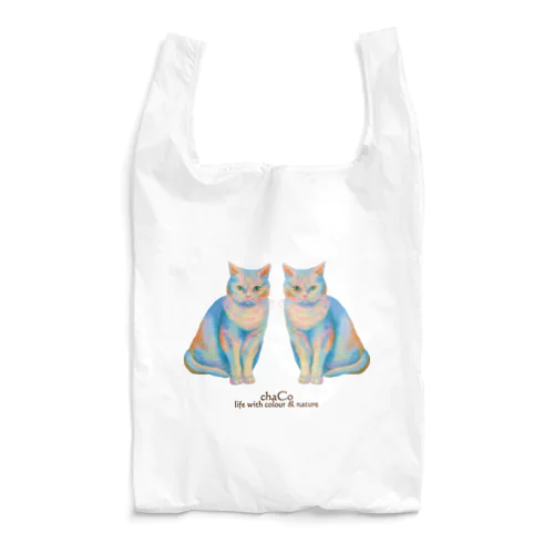 白猫にゃんこエコバッグ(油絵) Reusable Bag
