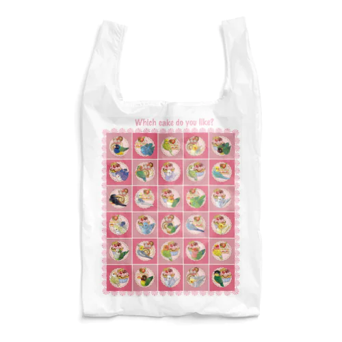 ケーキと鳥のマトリックスエコバッグ Reusable Bag