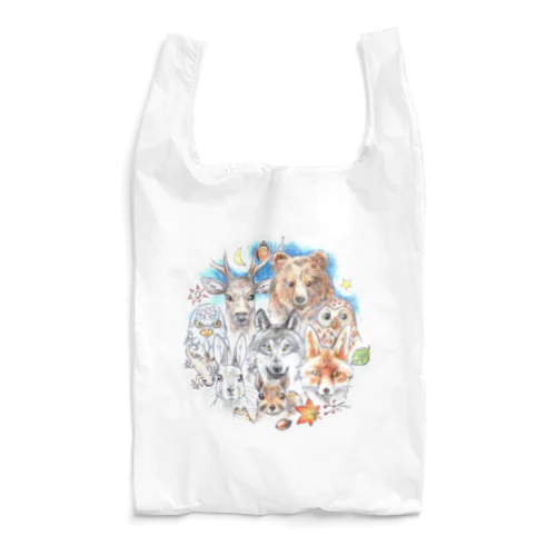 熊・鹿・フクロウ・オオカミ・キツネ・鷹・イモリ・うさぎ・リス・ジョウビタキ Reusable Bag