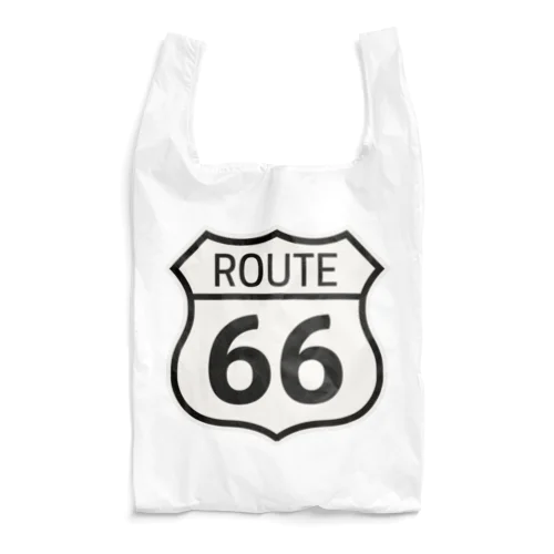 ROUTE 66-ルート66-モノクロロゴ エコバッグ