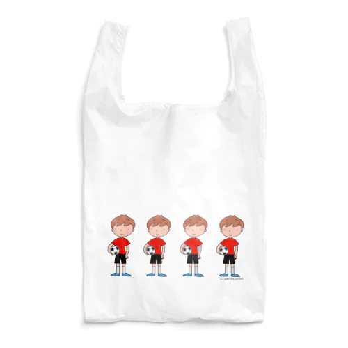 サッカーボールと少年　4人（カラー） Reusable Bag