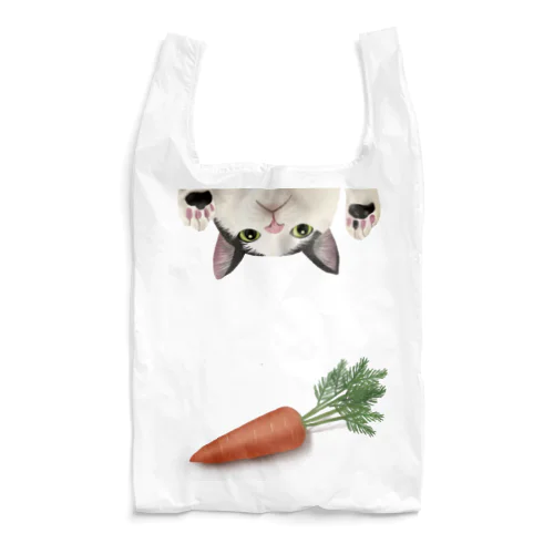 ハチワレねこのくう（ひょっこり・にんじん) Reusable Bag