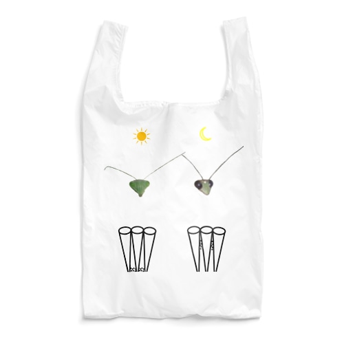 カマキリの昼と夜の複眼（絵文字、背景透過ver） Reusable Bag