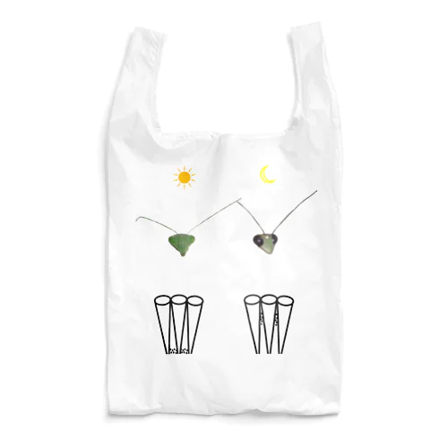 カマキリの昼と夜の複眼（絵文字、背景透過ver） Reusable Bag