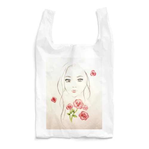 女性とバラ Reusable Bag