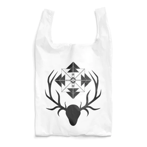 鹿と羅針盤(黒) Reusable Bag