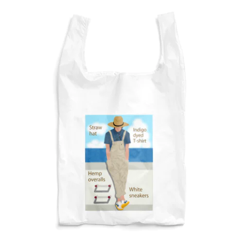 海と麦わら帽の青年 Reusable Bag