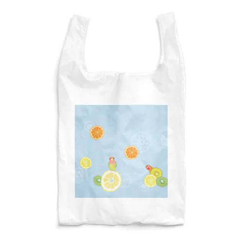 ラブバとフルーツ（うす青） Reusable Bag