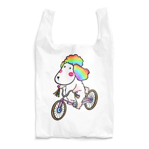 自転車に乗ったレインボープードル犬 Reusable Bag