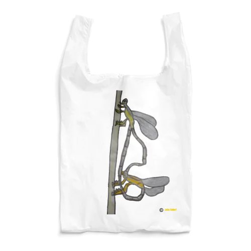 Two Dragonflies Mating 児童画 交尾 する 2匹 の トンボ Reusable Bag