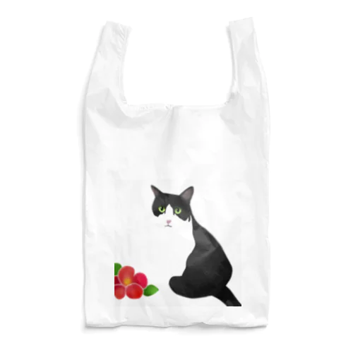 赤い花と猫山さん Reusable Bag