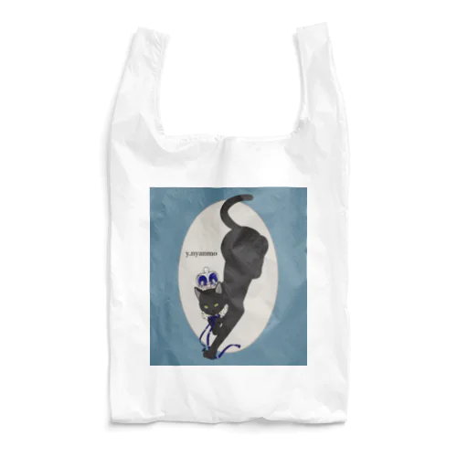 王冠黒猫　エコバッグ Reusable Bag