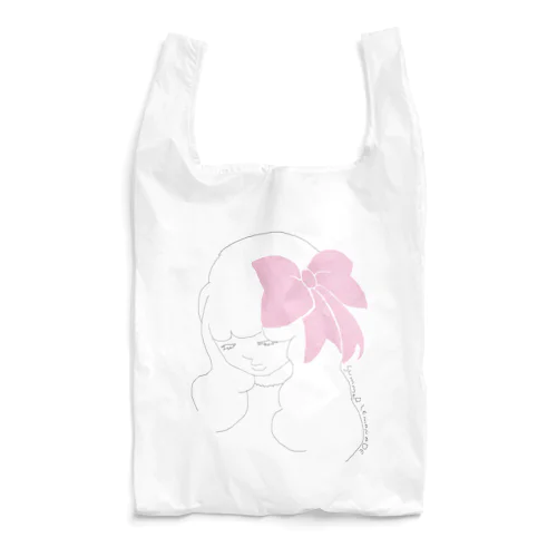 ピンクのリボンの子 Reusable Bag