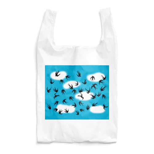 雲多め 青い空 ツバメ Reusable Bag