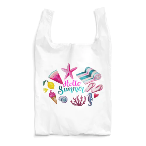 水彩画夏カラフル Reusable Bag