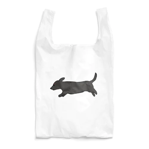 走る犬 ダックス ブラック Reusable Bag