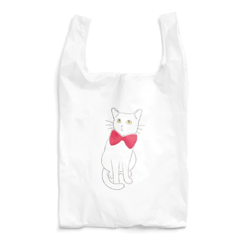 赤い蝶ネクタイのねこ（黄） Reusable Bag