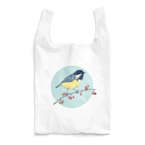 ベリーと鳥 (Great Tit) Reusable Bag