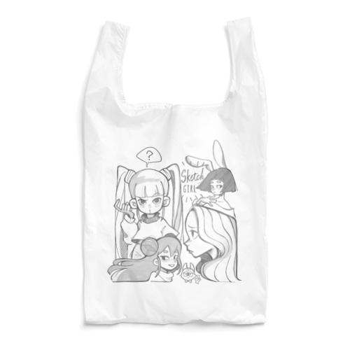 Sketch Girl(モノクロ) Reusable Bag