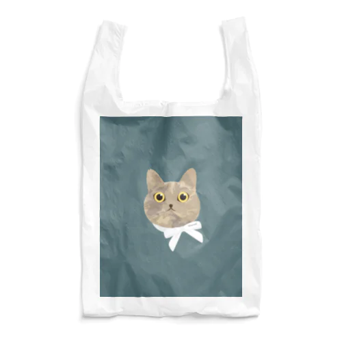 さび柄猫（りぼん）　白さびver　エコバッグ Reusable Bag