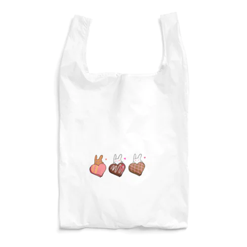 うさぎと桃・ラズベリークランチ・チェックのチョコレート Reusable Bag