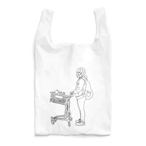 買い物中 モノクロ Reusable Bag