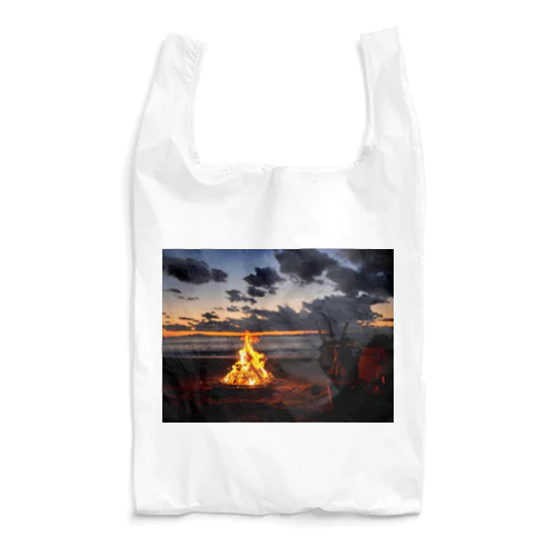 Warm fire and calm sea Reusable Bag