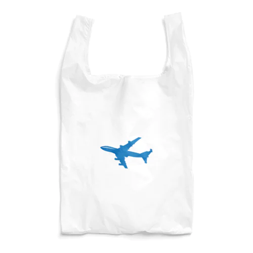 Blue Flying Airplane Reusable Bag